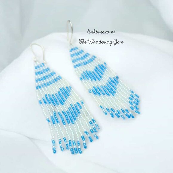 Boho Beaded Heart Fringe Cascade Shoulder Duster Dangle Earrings 4" - Picture 3 of 9